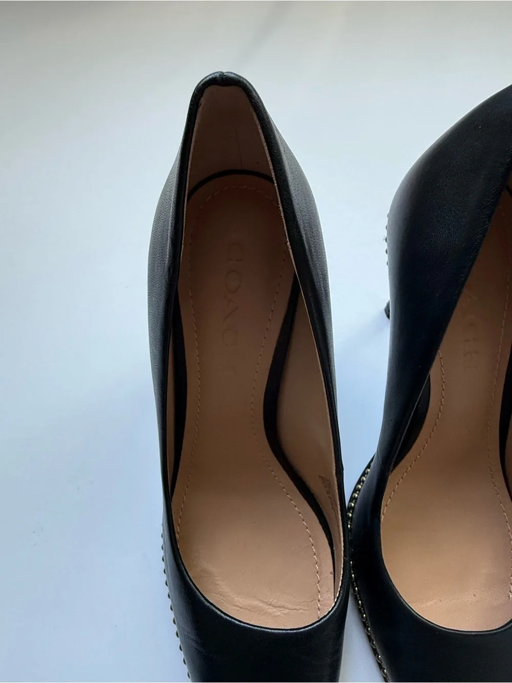 Coach Black Pointed Toe Stud-Trim Women's Flats